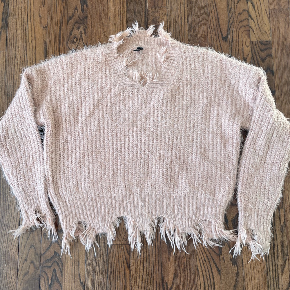 Venti6 Fringed Blush Sweater
